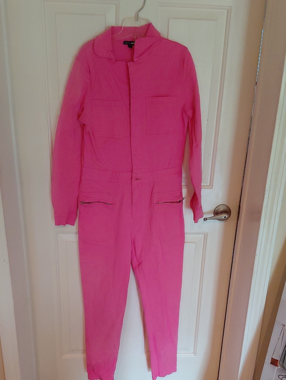 Fashion Nova Bright Pink Utility Jumpsuit